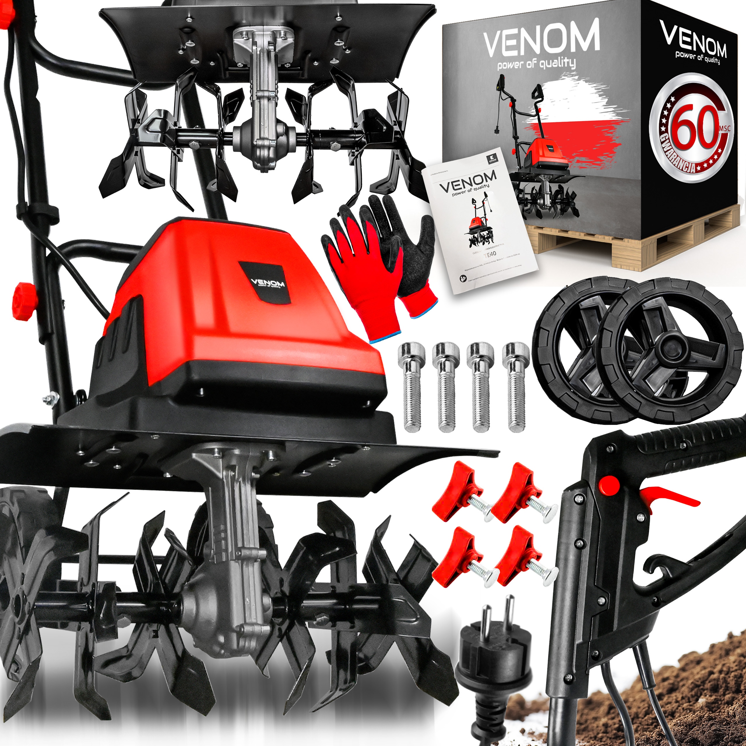 Elektrický kultivátor Venom 1800 W 40 cm 22 cm 6 nožov